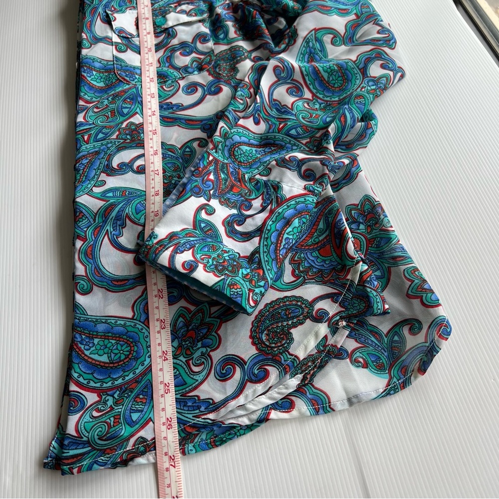 Hitchley Harrow Button Shirt Top Paisley Long Sleeve Lightweight Western Size 12 - Picture 10 of 10